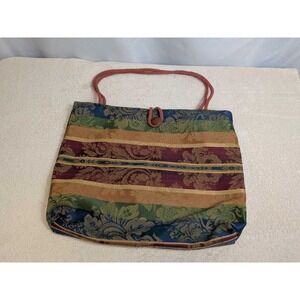Brocade Stripe Tote Bag Boho Eclectic Statement Purse Multicolored Chic